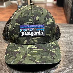 Patagonia Logo Trucker Hat Big Camo Khaki Cap Mens Hat Retro Fit